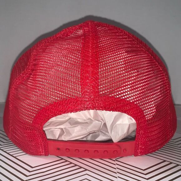 Vintage Safety Kleen One Size Cap Hat Red Black Mesh Snapback Trucker USA - Picture 4 of 7